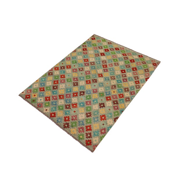 Rustic Eclectic Balochi Blue/Rust Wool Rug - 5'1''x8'2'' For Sale - Image 3 of 10
