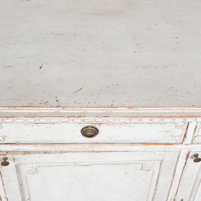Wood 19th Century Swedish Gray Painted Gustavian Pine Sideboard Buffet For Sale - Image 7 of 13