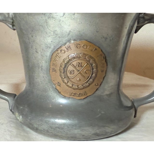 19th Century Antique 1896 Hand Engraved Bronze Pewter Golf Country Club Newton Trophy Cup Mug For Sale - Image 5 of 12