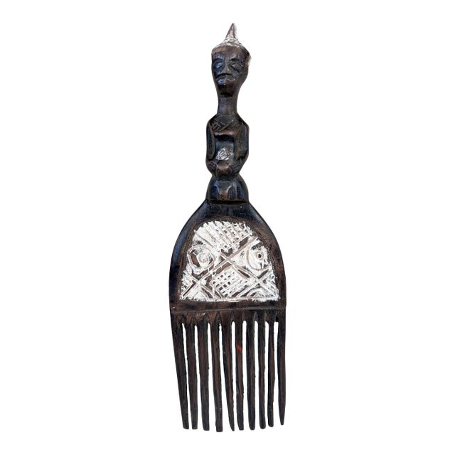 Vintage Hemba Wedding Comb W/ Seating Figure Congo 9.5" H For Sale