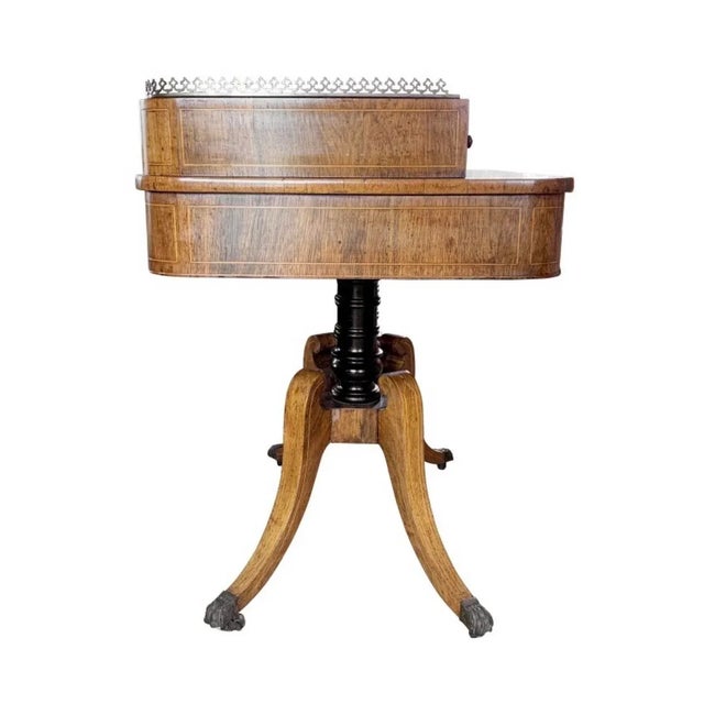 Exquisite English Regency Burl Wood Carlton House Desk on Dual-Pedestal Base, Circa Early 19th Century. For Sale - Image 4 of 6