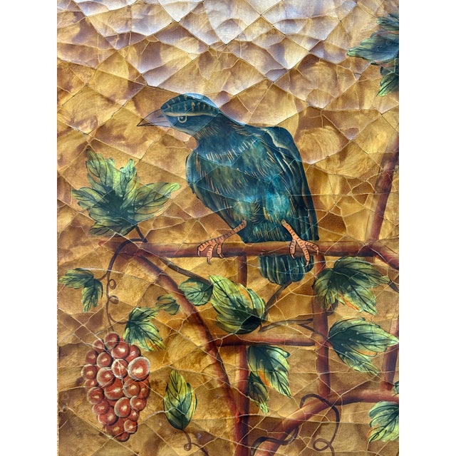 Wood Chinoiserie Hand Painted Triple Panel Room Divider For Sale - Image 7 of 12