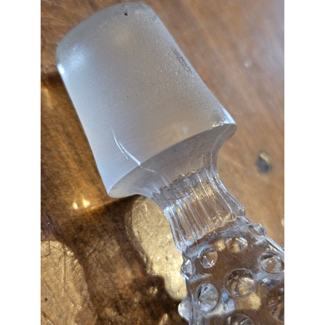 Glass Vintage 1940s Mid Century Modern Fenton Perfume Bottle. Clear With Milk Glass Tipped Hobnails. For Sale - Image 7 of 8
