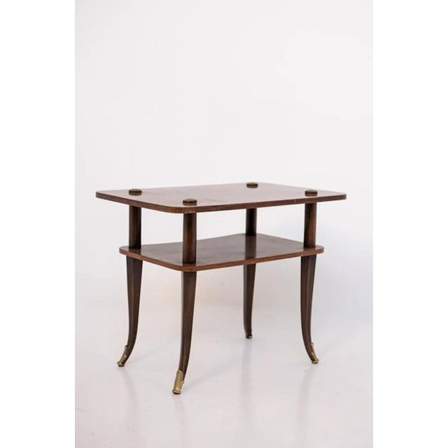 Mid-Century Italian Wood and Brass Coffee Table For Sale - Image 5 of 5