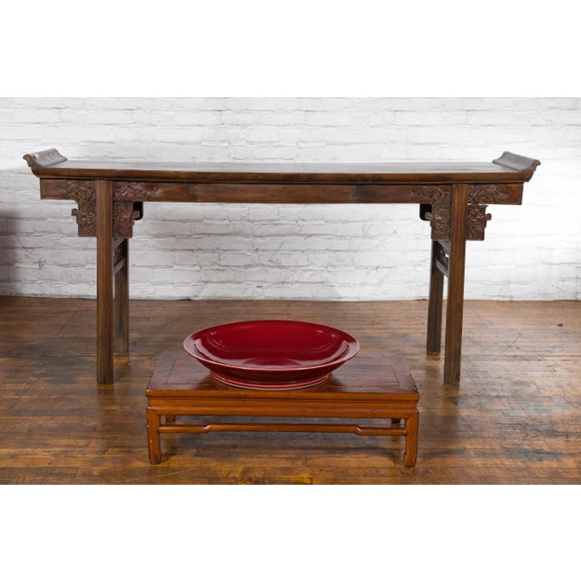 Chinese Vintage Large Porcelain Platter with Oxblood Color For Sale - Image 4 of 13