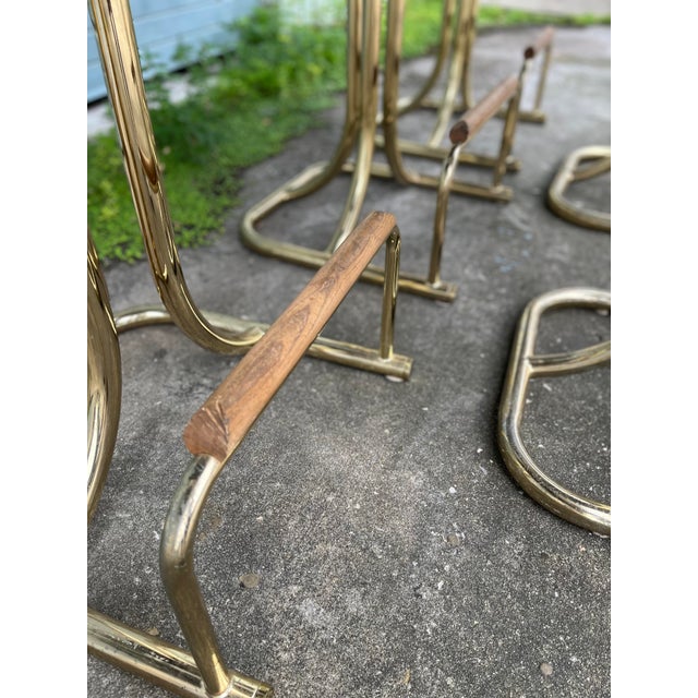 MidCentury Modern Flamingo Style Swivel Bar Stools With Gold Chrome