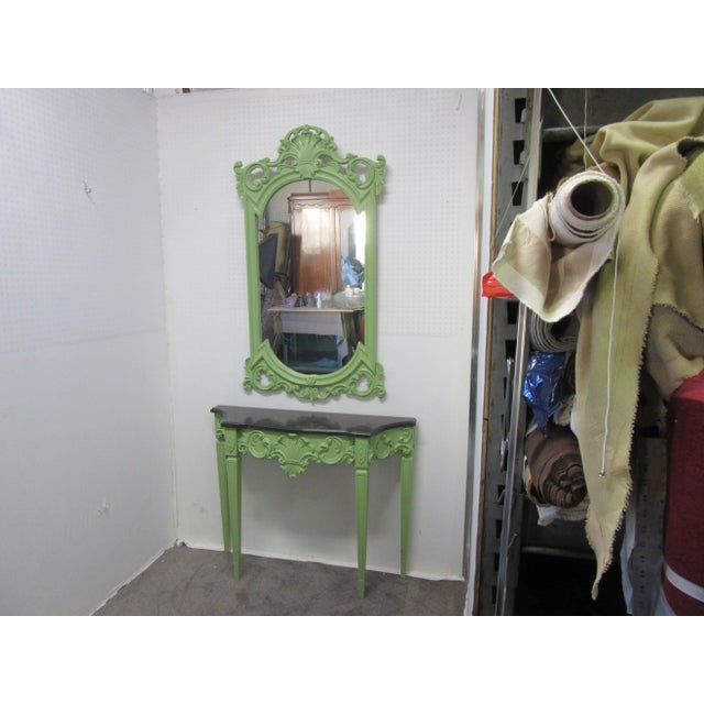 Green 1990s Mid-Century Hand Painted Apple Green Italian Console With Mirror - 2 Pieces For Sale - Image 8 of 8