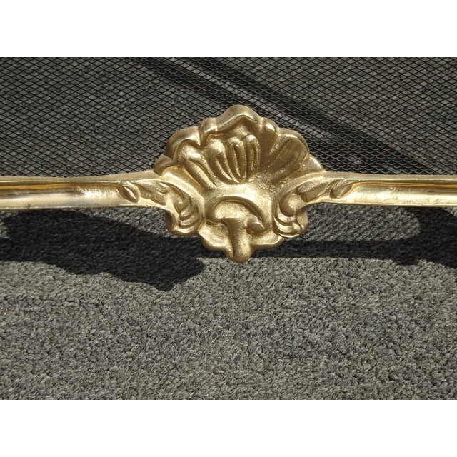 Vintage French Provincial Ribbons Love Birds Gold Brass Fireplace Screen #2 For Sale - Image 12 of 14