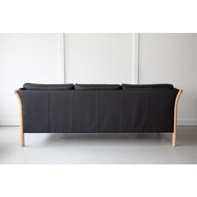 Vintage Danish Three-Seater Sofa in Black Leather, 1970s For Sale - Image 4 of 6