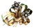 Gold and Silver Brooch with Diamond Chips For Sale