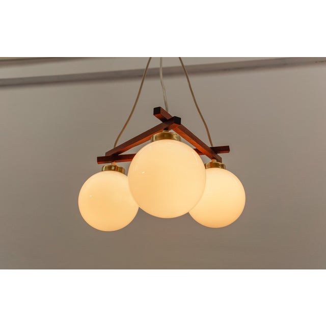 Mid-Century Modern Orbit Lamp in Teak and Milk Glass, 1960s For Sale - Image 6 of 14