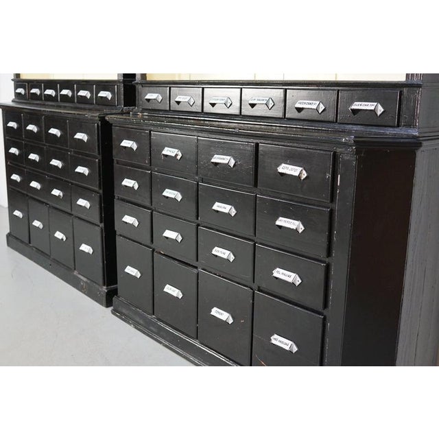 Large Black Painted Apothecary Cabinets, Eastern Europe, 1910s, Set of 2 For Sale - Image 14 of 18