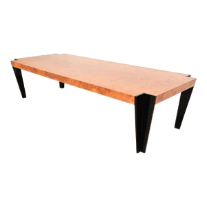 Leon Rosen for Pace Collection Modern Art Deco Burl Wood and Black Lacquered Dining Table