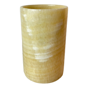 Mid 20th Century Cylinder Onyx Marble Vase or Candle Holder