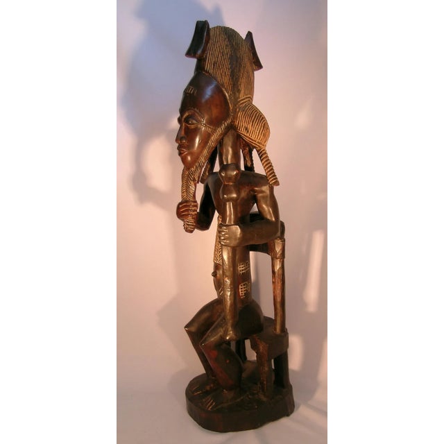 Brown Baule Africain Wood Male Figure For Sale - Image 8 of 13