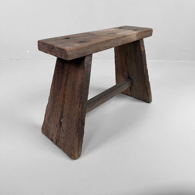 Japanese Wooden Stool, 1950s For Sale - Image 4 of 12