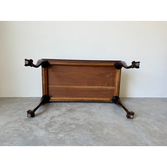 Vintage Georgian Style Carved Mahogany Wood Coffee Table With Claw Feet For Sale - Image 10 of 18
