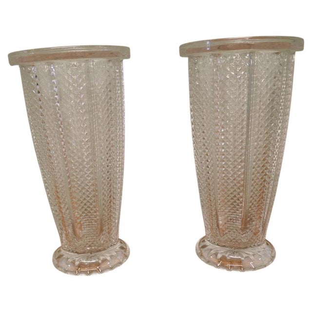 Glass Large French Art Deco Glass Vases, 1960, Set of 2 For Sale - Image 7 of 7
