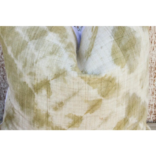 Vintage Holi Indian Olive Organic Silk Pillow For Sale In Los Angeles - Image 6 of 10