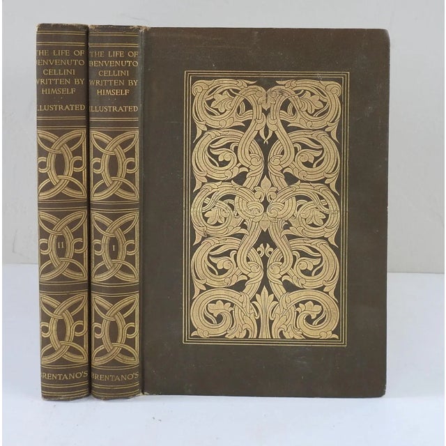Olive Antique 1906 the Life of Benvenuto Cellini Book 2 Vol. For Sale - Image 8 of 8