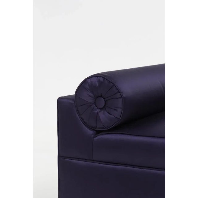 Small Italian Purple Satin Sofa with Roll Cushion, 1959, in Very Good conditions. Designed 1950 to 1959