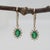 Modern Zambian Emerald Earrings With Natural Diamonds Accents: Solid 14k Gold, 6x4mm, A Pair For Sale - Image 3 of 7