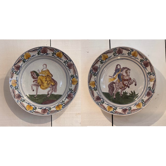 Pair 18th Century Delft Polychrome Chargers For Sale - Image 4 of 11