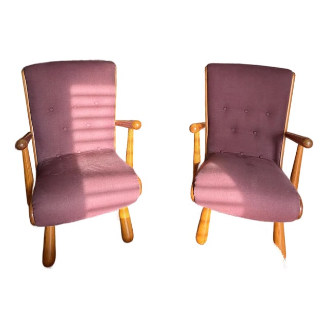 1960s pair of Scandinavian Armchairs in the Style of Philip Arctander, Loro Piana Fabric For Sale