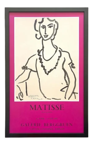 Henri Matisse Vintage 1983 Mourlot Fine Art Lithograph Print Framed Paris Exhibition Poster