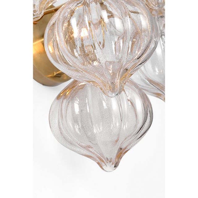 Brass Julie Neill for Visual Comfort Signature Caselli 15" Sconce in Hand-Rubbed Antique Brass with Gold Fleck Glass For Sale - Image 8 of 12