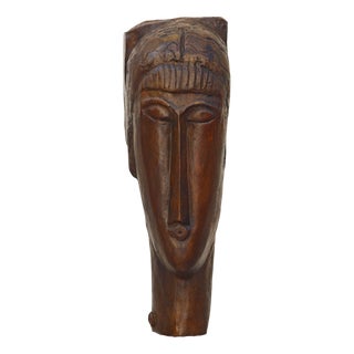 After Amedeo Modigliani, Tête de Jeune Fille à la Frange, Bronze Sculpture For Sale