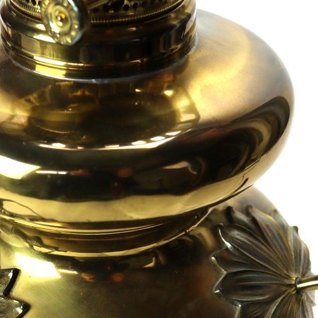 Antique Abco Rochester Gone With the Wind Floral Embossed Brass Table Lamp C1880 For Sale - Image 11 of 12