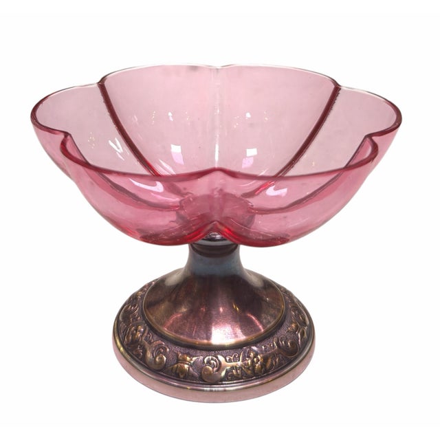 Antique WMF Silver on Bronze Centerpiece With Lobmeyr Quadrafoil Footed Bowls For Sale In Los Angeles - Image 6 of 8