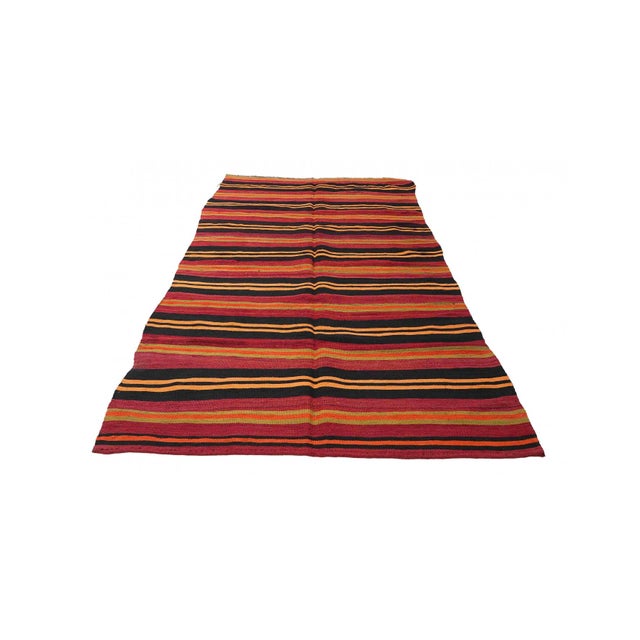Mid-Century Modern Vintage Decorative Striped Kilim Rug - 4`11" X 9`10" For Sale - Image 3 of 6