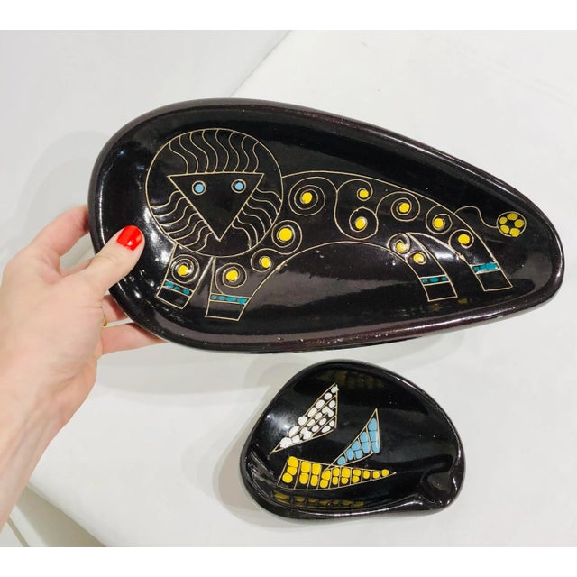 Mid-Century Modern Vintage Mid Century Ceramic Ash Tray & Catch All Dish Set- 2 Pieces For Sale - Image 3 of 8