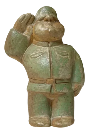Vintage Scandinavian The Fat Soldier Glazed Stoneware Figurine, 1980s