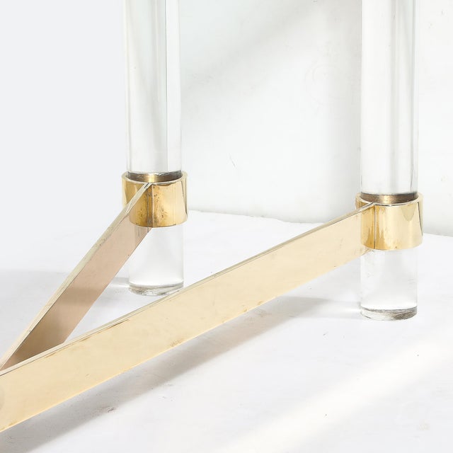Brass Mid-Century X Form Polished Brass & Lucite Console Table by Karl Springer For Sale - Image 8 of 14
