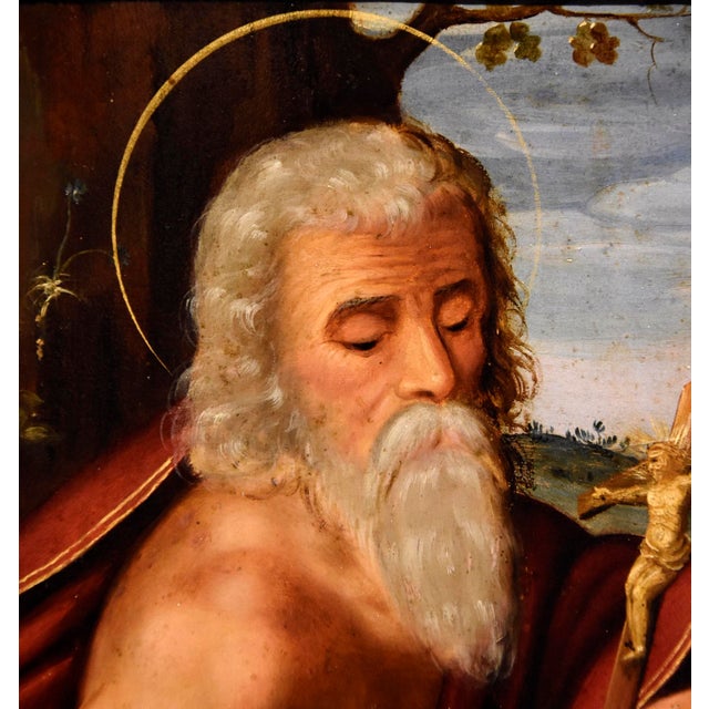 Circle of Giuseppe Mazzuoli Detto Il Bastarolo, Saint Jerome Mazzuoli, 16th Century, Oil on Copper For Sale - Image 11 of 15