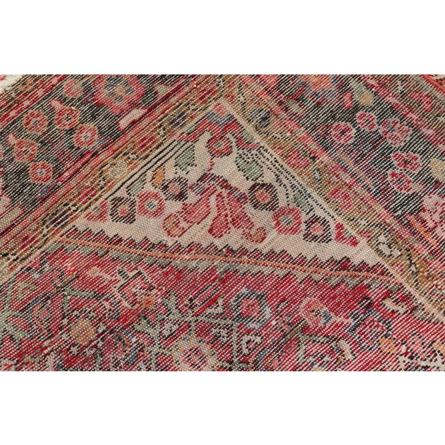Semi Antique Persian Distressed Hamadan Gallery Rug With Medallion Design For Sale In Atlanta - Image 6 of 12