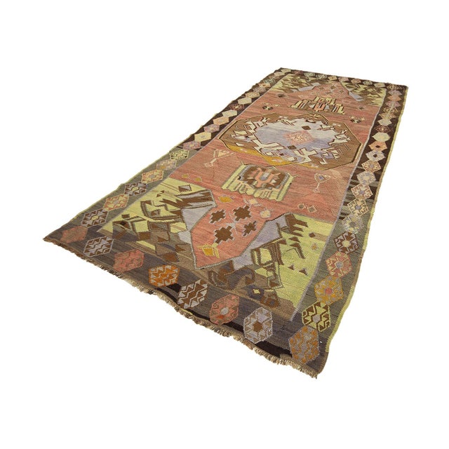 Traditional Turkish Kars Kilim Rug For Sale - Image 3 of 7