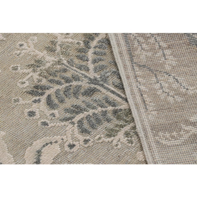 Textile Rug & Kilim’s Modern Block Print Rug in Silver-Gray & Teal with Floral Patterns - 10x14 For Sale - Image 7 of 7