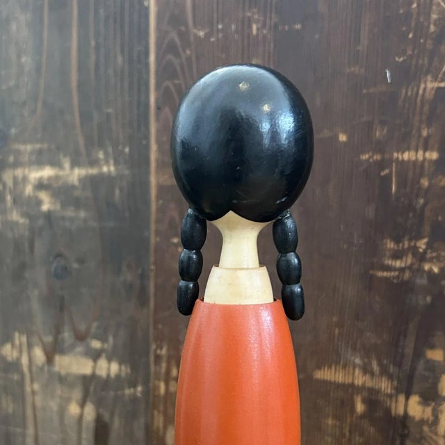 Vintage Kokeshi with Braids by Shige, 1970s For Sale - Image 6 of 12