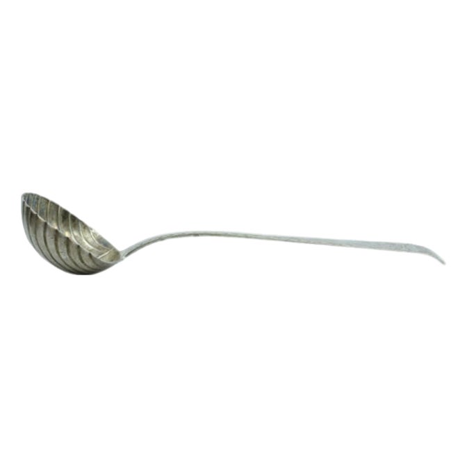 Shell-Shaped Silver Soup Ladle with Raised Handle Grooves | Chairish