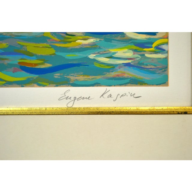 Eugene Kaspin Contemporary Impressionism Golden Framed Acrylic on Paper Painting For Sale - Image 11 of 13