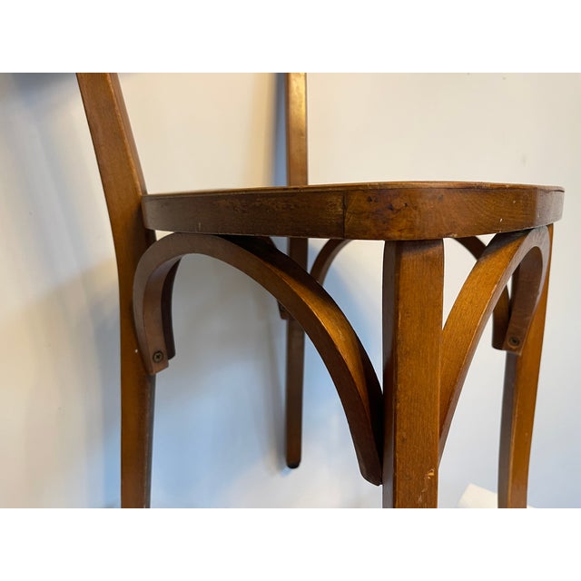 French Wooden Bistro Chairs from Baumann, 1960, Set of 12 For Sale - Image 4 of 13