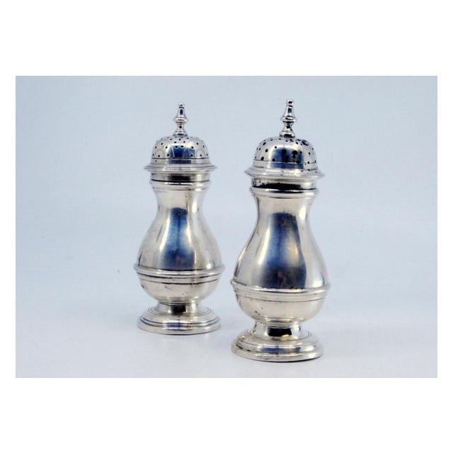 Salt and Pepper Shakers in Silver with Knob Lids, Set of 2 For Sale - Image 3 of 9