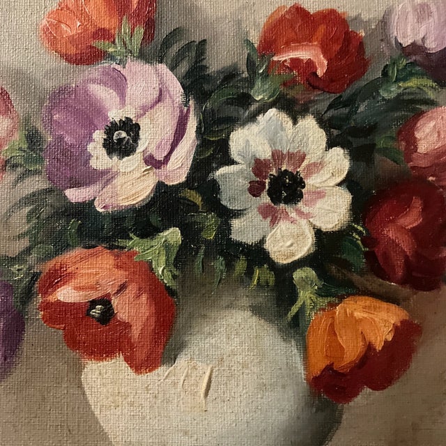 Impressionist 1950’s Paris Artist Floral Still Life Painting Original Frame Signed Surgeon For Sale - Image 3 of 7