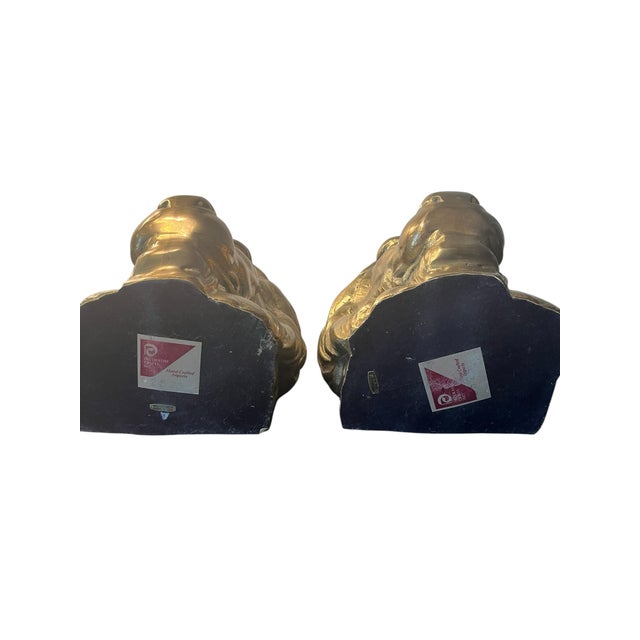 Beautiful solid brass mid-century modern book ends. Rich detail, substantial weight can hold large books easily at 4...