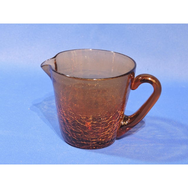 Mid-Century Modern Circa 1960 Rainbow Art Crackle Glass Sugar & Creamer Set For Sale - Image 3 of 9