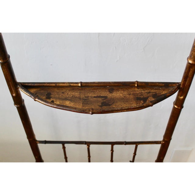 Metal Faux Bamboo Italian Gilt Painted Valet Stand Mid Century For Sale - Image 7 of 13